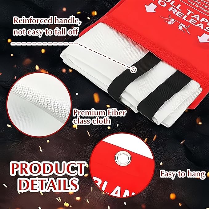 Fire Blanket,Fire Blankets Emergency for Home,39.4"x39.4" Emergency Fire Blanket for Kitchen Office School Warehouse Car Camping Grill Fireplace. (1 Pack)