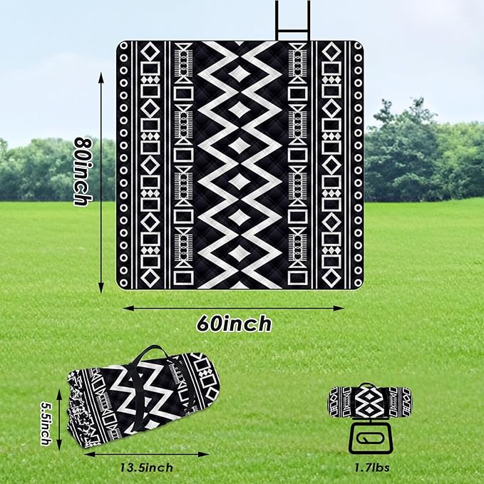 80"x60" Waterproof Picnic Blanket Large Outdoor Camping Blanket Foldable Picnic Camping Blanket Thicker Machine Washable Picnic Mat Portable Wearable for Picnics, Camping