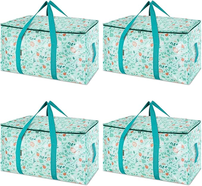 BALEINE 4-Pack Oversized Moving Bags with Reinforced Handles, Heavy-Duty Storage Tote for Clothes, Moving Supplies (Spring Stroll, 4-Pack)