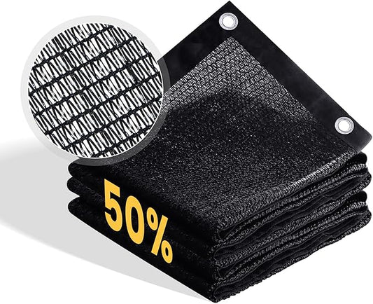 VICLLAX 50% Shade Cloth, 10x18FT Durable Black Mesh Trap with Every 3 FT Grommet, Sun Shade Fabric Netting for for Plants Cover, Greenhouse, Chicken Coop, Barn Kennel, Garden Patio