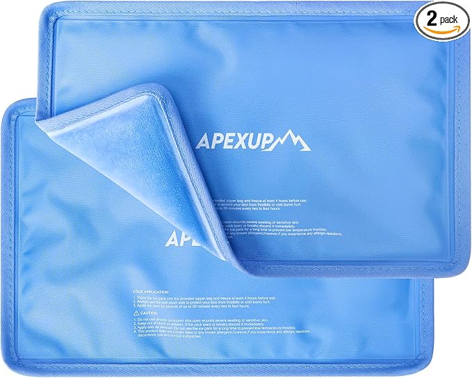 APEXUP Gel Ice Packs for Injuries Reusable, Flexible Double Sided Cold Packs for Injuries, Ice Pack for Knee, Shoulder, Back, Hip, Leg, Arm (Blue, S, 2PK)