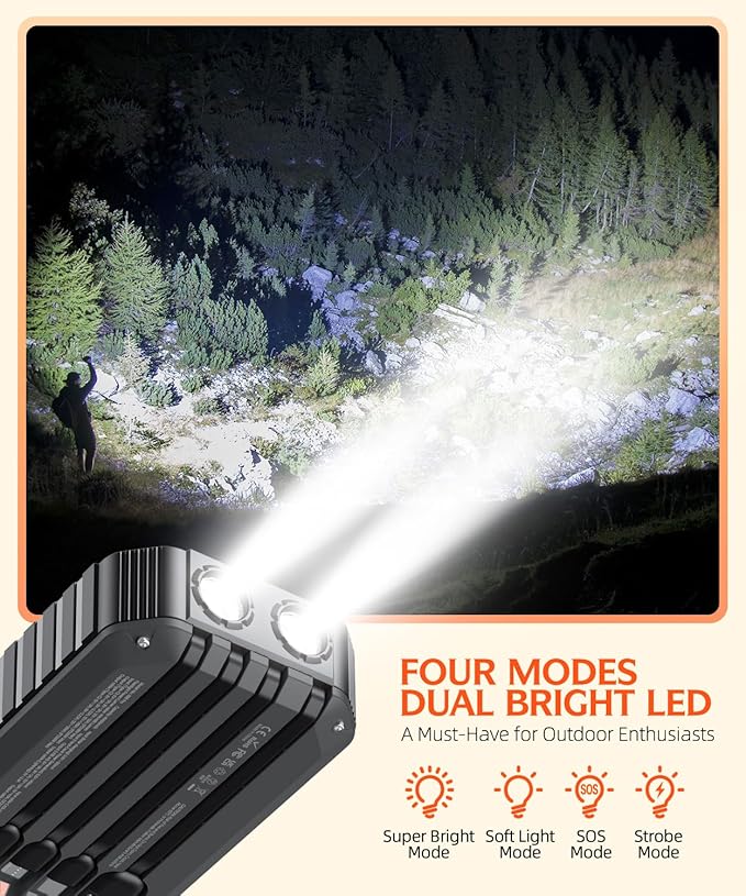 QiSa Solar Charger Power Bank 40000mAh Built in 4 Cables and Hand Crank, Portable Charger 22.5W Fast Charger 6 Outputs & 4 Inputs External Battery Pack with Bright Flashlight and Compass