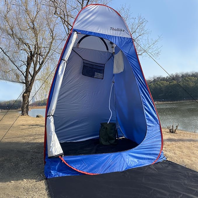 Upgrade Pop Up Privacy Shower Tent, Portable Camping Shower Tent, Camping Toilet Changing Room with Rain Shelter & Extended Floor Mat