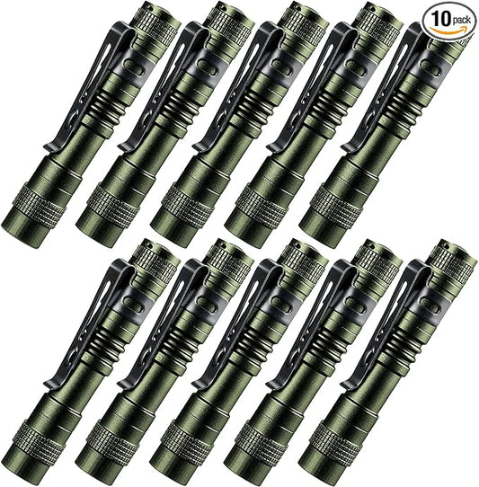 Beieverluck 10 Pack Small Mini LED Flashlight Pocket Flashlight Pen Light Flashlight Tactical Flashlight with Clip Flashlights for Camping Outdoor Emergency Inspection Fathers Gifts for Dad Husband