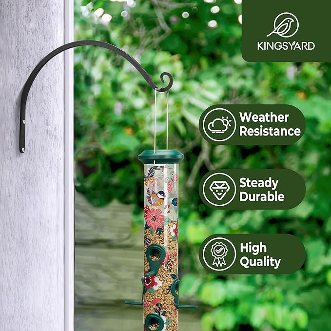 Kingsyard 2-Pack Wall Plant Hanger Outdoor - Heavy Duty Metal Decorative Hanging Bracket Hooks for Hanging Plant, Hummingbird Feeders, Lanterns, Wind Chimes Outdoor & Indoor, 14-Inch/Black