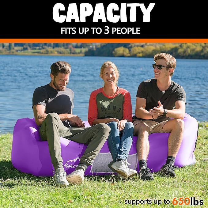 AlphaBeing Inflatable Lounger Beach Chair Accessories, Air Sofa Hammock Inflatable Couch for Camping Backyard Lakeside with Compression Sacks, Ideal Outdoor Gifts for Adults