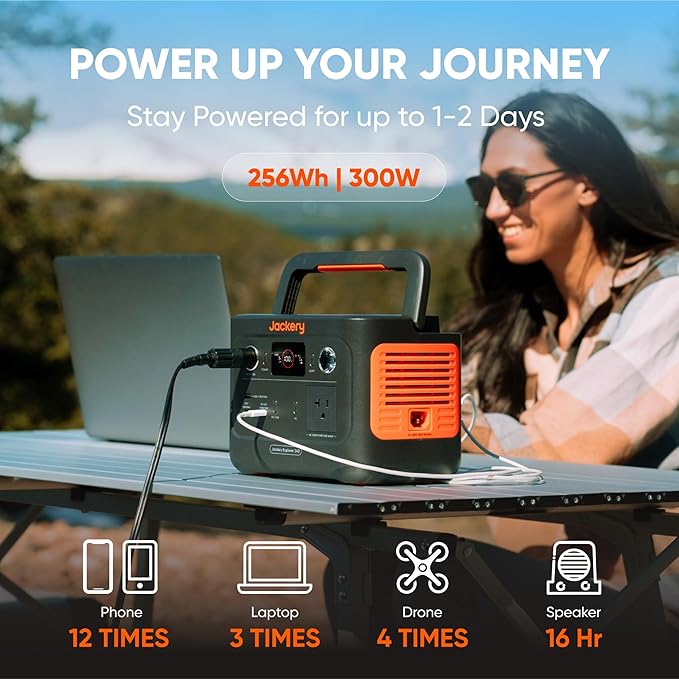 Jackery Solar Generator 240 v2 and 40W Mini Solar Panel, 256Wh LiFePO4 Battery, 300W AC & 100W USB-C Output, Ultra Fast Solar Charging for Outdoors, Camping, Travel & Emergencies