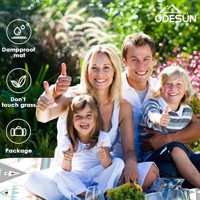 80"x60" Waterproof Picnic Blanket Large Outdoor Camping Blanket Foldable Picnic Camping Blanket Thicker Machine Washable Picnic Mat Portable Wearable for Picnics, Camping