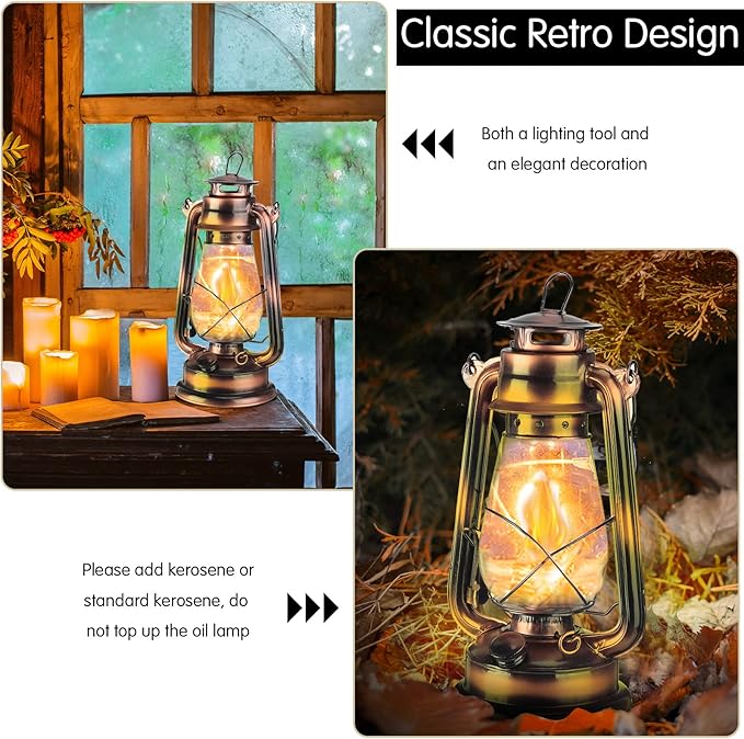 4 Pieces Oil Lamp 12 Inch Hurricane Lantern Kerosene Lamp Oil Lantern Fuel Camping Lanterns Burning Lantern Metal Hanging Lantern with Wick for Indoor Party Decorations Home Camping Hiking (Bronze)