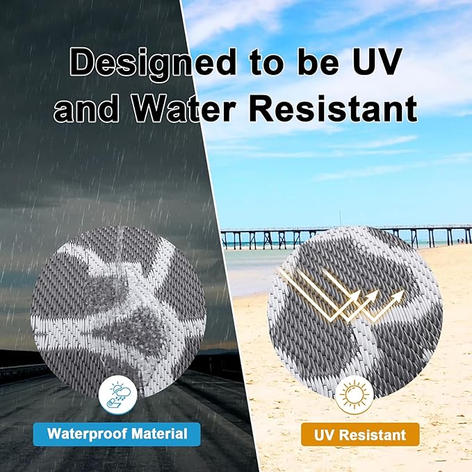 HEBE Outdoor Rug Waterproof 8x10, Plastic Straw Rug Camping Rug, Reversible Outdoor Patio Rugs RV Mat Clearance, Indoor Outside Floor Carpet for Porch,Deck,Camper,Balcony,Backyard