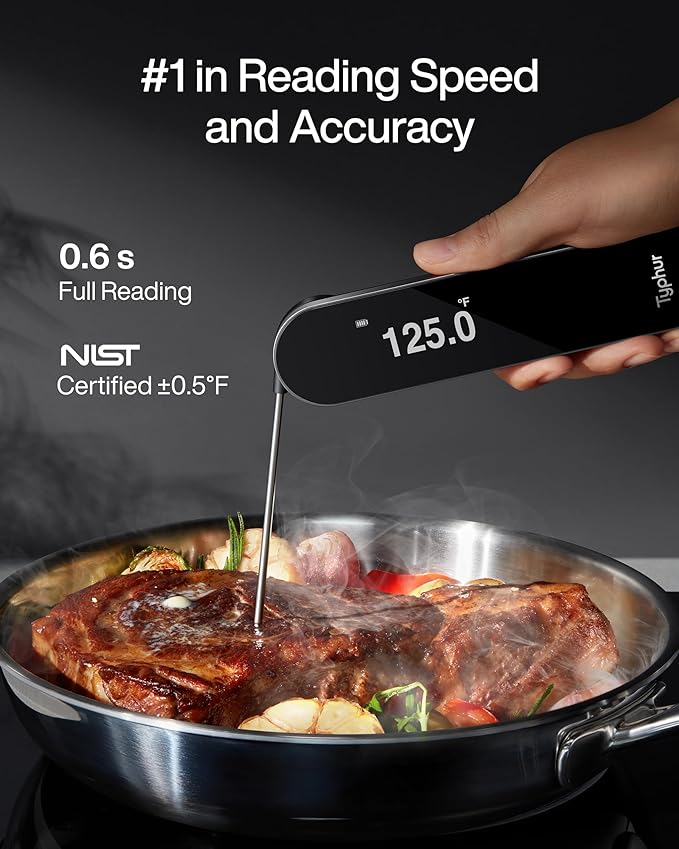InstaProbe (Less Than .6 Seconds) Professional Meat Thermometer Digital, Instant Read Thermometer with OLED Display, IP67 Waterproof for Grill, BBQ, Cooking, Smoker, Home Brewing, NSF Certified