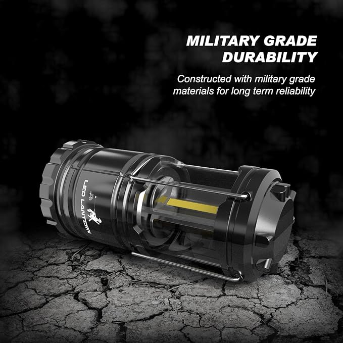 MalloMe LED Camping Lantern Flashlights 2 Pack & 4 Pack - Super Bright - 350 Lumen Portable Outdoor Lights (Black, Collapsible)