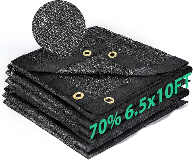 Kesfitt Garden 70% Shade Cloth, Resistant Sun Shade Net 6.5x10FT Mesh Tarp with HDPE Material and Reinforced Grommets Shade Trap for Greenhouse, Plant, Pergola, and Backyard Patio Sunshade
