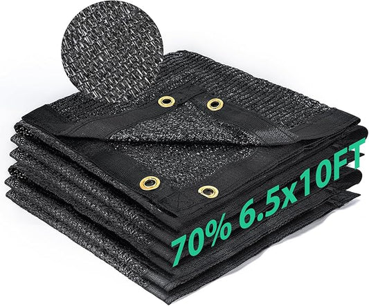 Kesfitt Garden 70% Shade Cloth, Resistant Sun Shade Net 6.5x10FT Mesh Tarp with HDPE Material and Reinforced Grommets Shade Trap for Greenhouse, Plant, Pergola, and Backyard Patio Sunshade