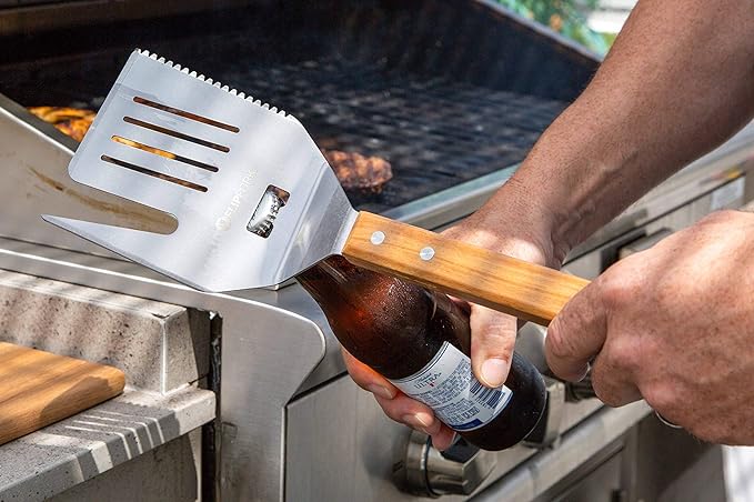 Boss - 5 in 1 Grill Spatula with Knife, Fork, Bottle Opener and Turner BBQ Tools. All in One Grill Accessories Set for Outdoor Grills. 18 inch Grilling Accessories BBQ Set