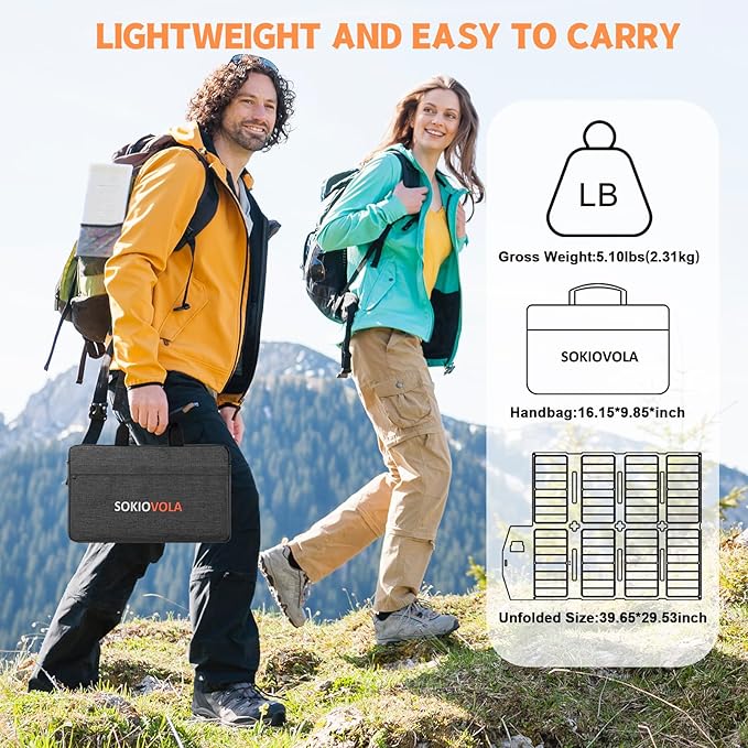 100W Portable Solar Panel MC-4 Foldable Solar Panel Charger Kits 18V IP68 Waterproof Lightweight and Compact for Small Power Station RV Travel Outdoor Activities