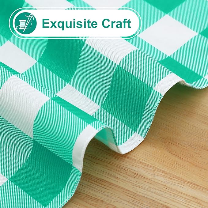misaya Rectangle Waterproof Vinyl Table Cloth, Buffalo Flannel Backed Tablecloth, Wipeable Plastic Table Cover for Dinner, Kitchen, Outdoor (54" x 78", Green and White)