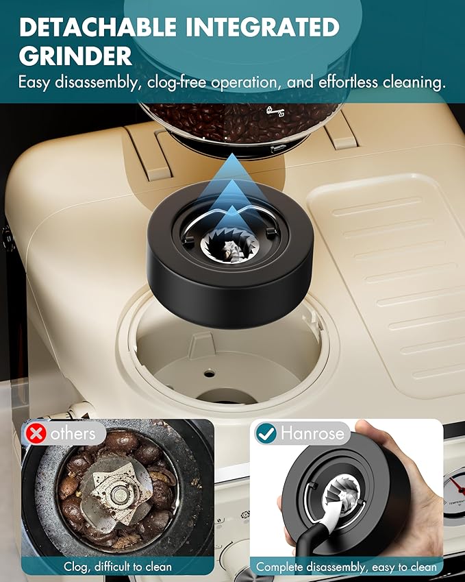 Espresso Machine With Grinder, 20 Bar Espresso Machine with Milk Frother Steam Wand, Espresso Machines for Home, Expresso Coffee Machines Professional, Cappuccino Latte Machine