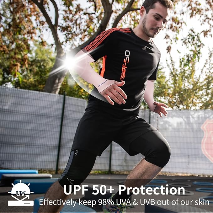 Achiou Arm Sun Sleeves Compression UV Protection Cooling for Men Women Summer Sunblock Basketball Football, Cover Arms Tattoo
