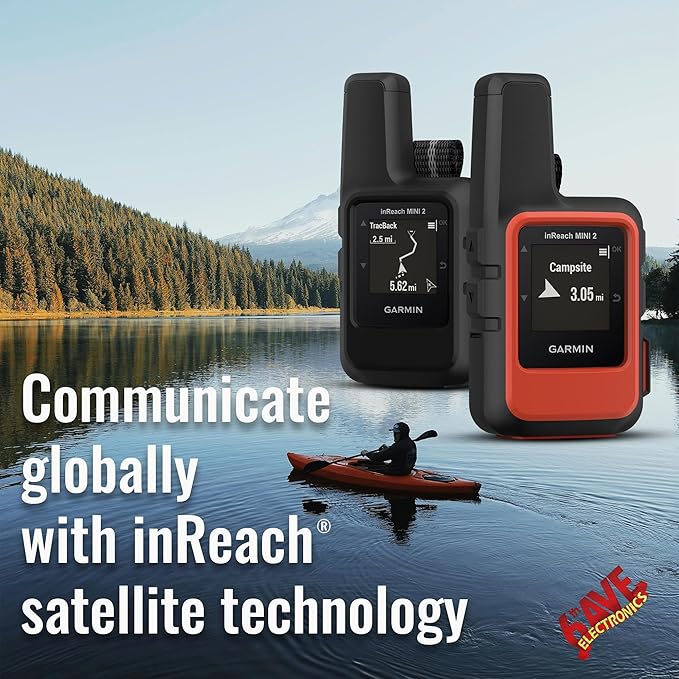 Garmin inReach Mini 2 Satellite Communicator, Lightweight Compact Rugged Design, Portable Handheld GPS for Hiking, Text Messaging Device Bundle with Accessories (Black)