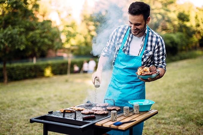 Wealers 6 Piece Stainless Steel Spice Shaker Jars Salt and Pepper Holder BBQ Spice Herbs 3 Size Cover with Bag for East Travel, Great for Home or Outdoor Use,