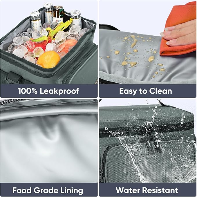 BALEINE Insulated Lunch Bag for Men Women, 15 Can Leakproof Cooler Bag with Adjustable Shoulder Strap for Work Picnic, Lunch Box for Women Men (Medium, Black)