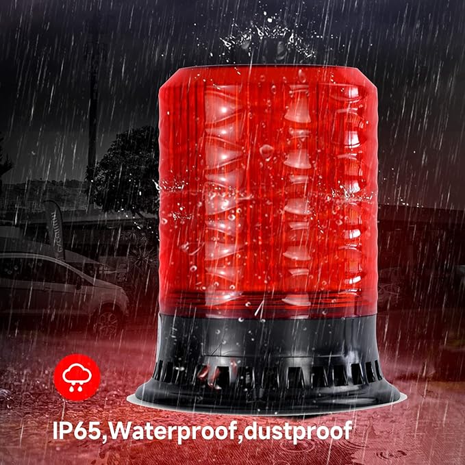 LED Strobe Siren Light Industrial Beacon Warning Light with 9 Tone, 4 Flash Modes 120dB Loud Horn Car Alarm Siren IP65 Waterproof for Vehicles, Truck, Forklift, Workshop Emergency DC10V-30V