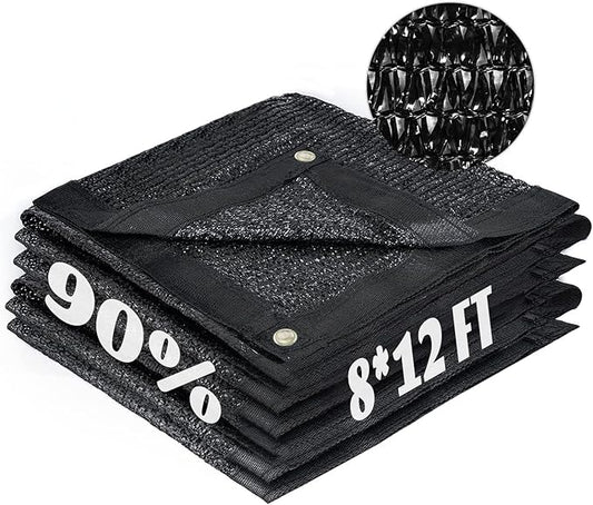 LOVE STORY 8x12FT 90% Black Garden Shade Cloth, Sun Shade Cover Net Mesh Tarp with Grommets, Sunblock Net for Garden,Greenhouse,Plants and Patio