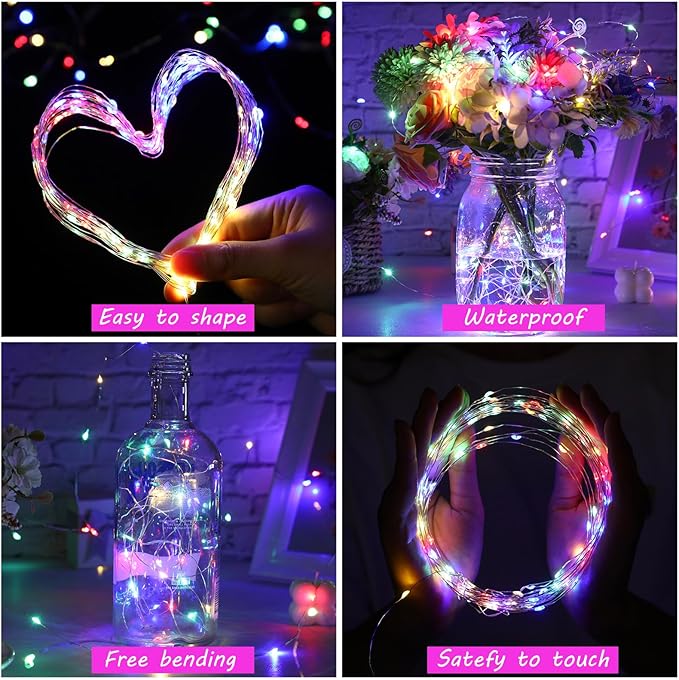 Macarrie 6 Pcs USB String Lights 33 ft 100 LED Fairy Lights Powered String for Christmas Indoor Outdoor Wedding Party Tree Home Festival Garden Decoration (Colorful)