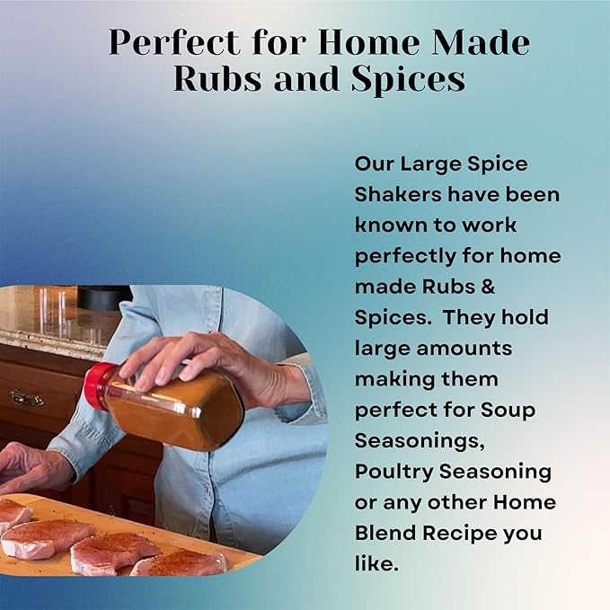 JARMING COLLECTIONS 16 oz Glass French Square Spice Jars with Shaker Lids - Elegant Design for Food Storage and Kitchen Organization - Enhance Your Spice Storage – Made in USA