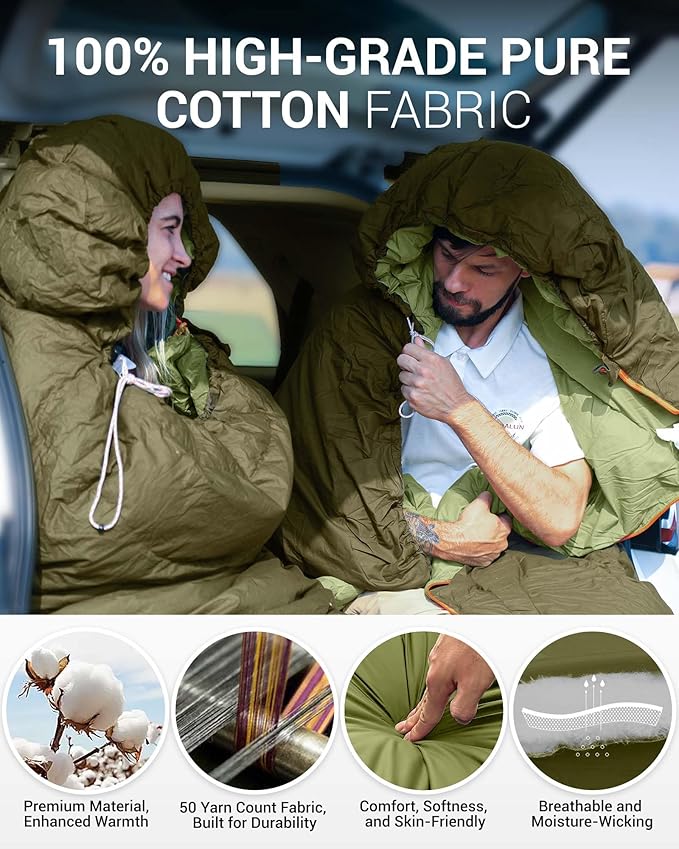 KingCamp Down Sleeping Bag for Adults, Recycled 700 FP Cold Weather 3-4 Season Sleeping Bag, Ultralight & Compact with Compression Sack for Backpacking, Camping, Hiking