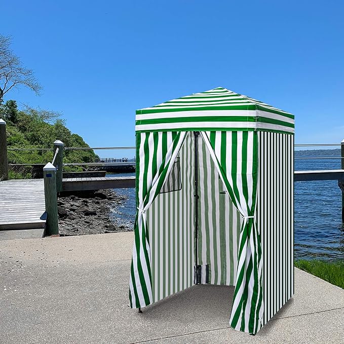 EAGLE PEAK Flex Ultra Compact 4x4 Pop-up Canopy, Sun Shelter, Changing Room, Portable Privacy Canopy Cabana for Pool, Fashion Photoshoots, or Camping, Green/White
