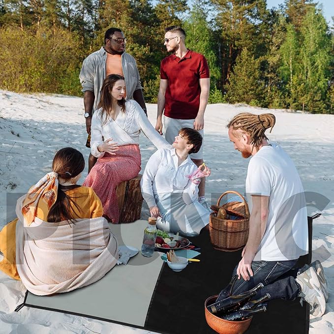 Frelaxy Pocket Picnic Blanket, Waterproof Sandproof Beach Mat, Compact Camping Tarp for Festivals, Hiking, Travel, Outdoor Recreation