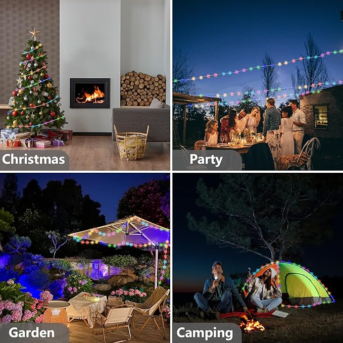 Globe String Lights 100 LED 33FT, Color Changing Fairy Light with Remote & APP Control, RGB Twinkle Lights Outdoor Waterproof USB Music Sync Timer DIY for Bedroom Indoor Garden Party Decorations