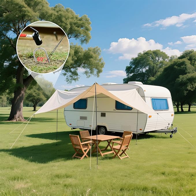 12 Inch Tent Stakes - Durable Galvanized Carbon Steel Trampoline Stakes, Garden Stakes with Thread Design for Enhanced Grip, Rebar Stakes for Beach, Outdoor, Grass, Garden (6 Pack)