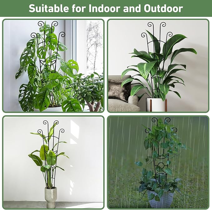 32.6in Plant Trellis for Climbing Plants Indoor, Expandable Large Metal Trellis for Potted Plants, Heavy-Duty Tall Pothos Plant Climber Support for Ivy Pothos Hoya Monstera, 2P