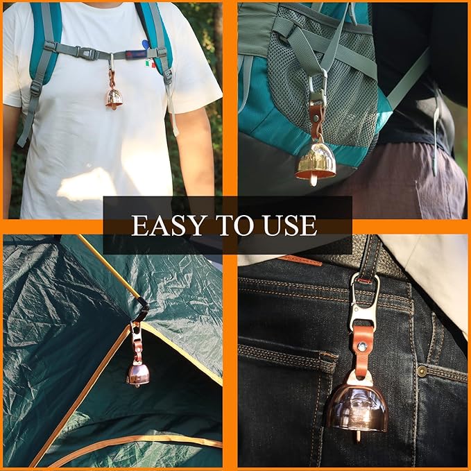 Loud Bear Bell with Silencer | Hiking Accessories | Emergency Whistle & Copper Bell for Hiking, Backpacking, Survival, Biking, Fishing, Climbing, Camping