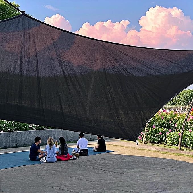 winemana Black Shade Cloth 70%, 8x10 FT Mesh Tarp - Garden Shade for Greenhouse, Patio, Vegetables, Plants Cover and Chicken Coops, Sun Shade Net for Outdoor Protection with Reinforced Grommets