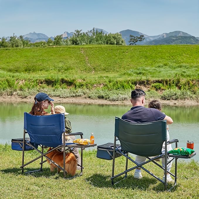 TIMBER RIDGE XXL Oversized Directors Chair 600lbs - Heavy Duty Camping Chair with Cooler Bag & Table, Portable Folding Chair with Wide Seat for Tailgating, Patio, Outdoor - Blue