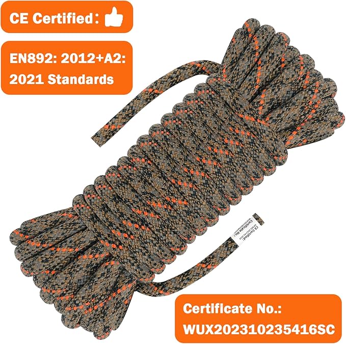 AOLEBA 10.5 mm Static Climbing Rope 10M(32ft) 20M(64ft) 30M(96ft) 50M(160ft) 70M(230ft) Outdoor Rock Climbing Rope, Escape Rope Ice Climbing Equipment Fire Rescue Parachute Rope