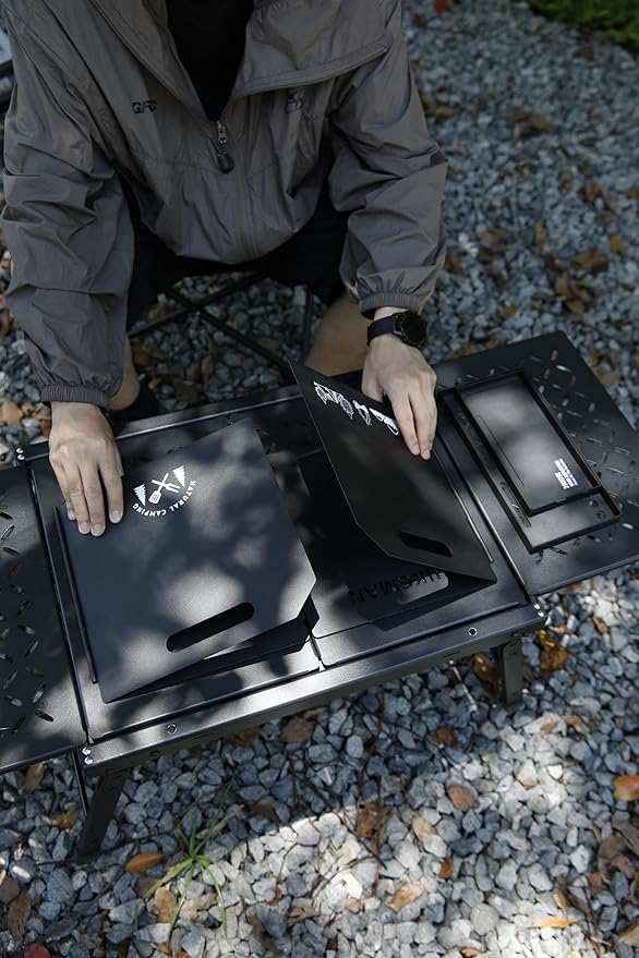 HIKEAMN Camping Stove Windscreen - Outdoor Folding Gas Stove Windshield,Camping Wind Blocker,Cooker WindScreen with a Storage Bag for Camping,Hiking,Picnic,Cooking (Black)