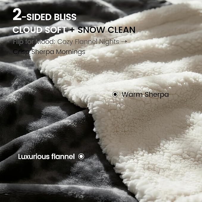 gogobunny Waterproof Bed Blanket, Reversible Sherpa Fleece Throw Blanket for Dog Puppy Cat, Furniture Cover Protects Bed Couch Sofa from Liquid Pee and Pet Fur (Dark Grey, 90x108 inches)