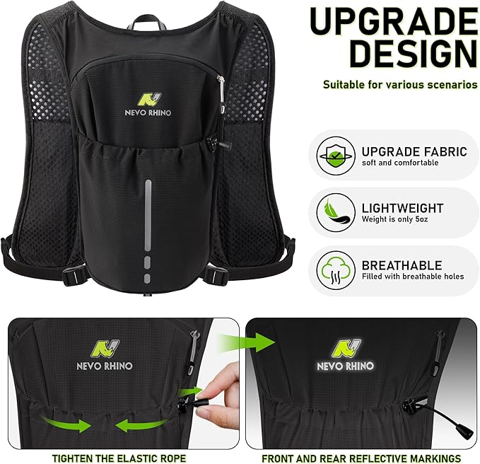 N NEVO RHINO Running Vest, Lightweight Hydration Vest, Insulated Water Backpack with 1.5L Water Bladder for Hiking, Trail, Running,Marathons,Cycling