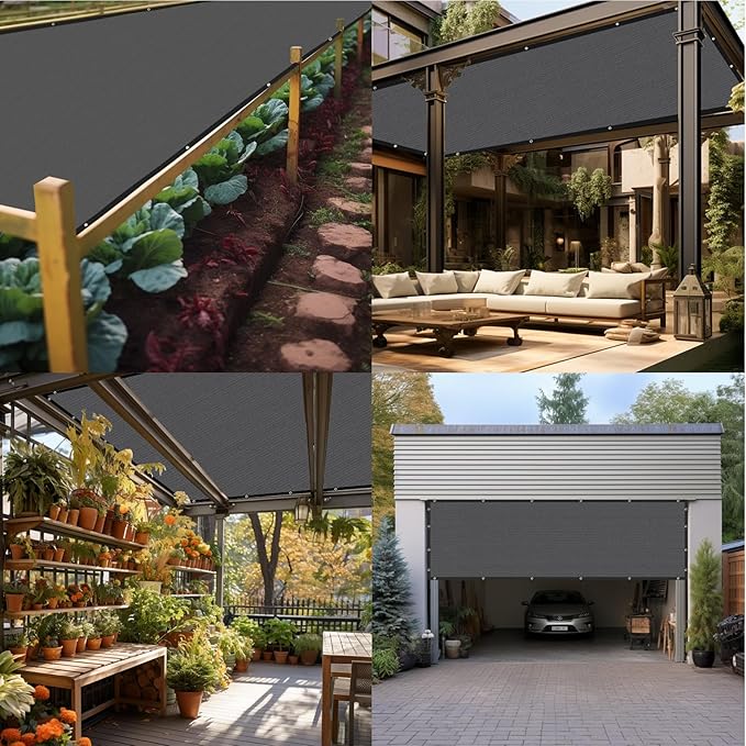 Artpuch 90% Sun Shade Cloth, 8 x 12 FT Pergola Shade Cover Canopy with Grommets, Sun Screen Fabric Tarp for Patio, Outdoor, Garden, Backyard, Light Grey