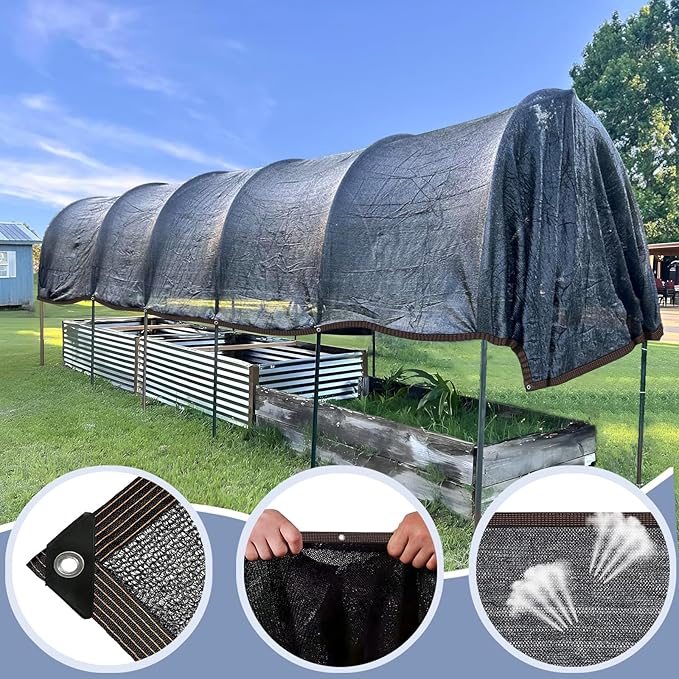 Shade Cloth - 70% Garden Shade Mesh Net with Grommets Outdoor Sun Shade Cover for Plant Pergola Patio Greenhouse Chicken Coop(10x16ft)