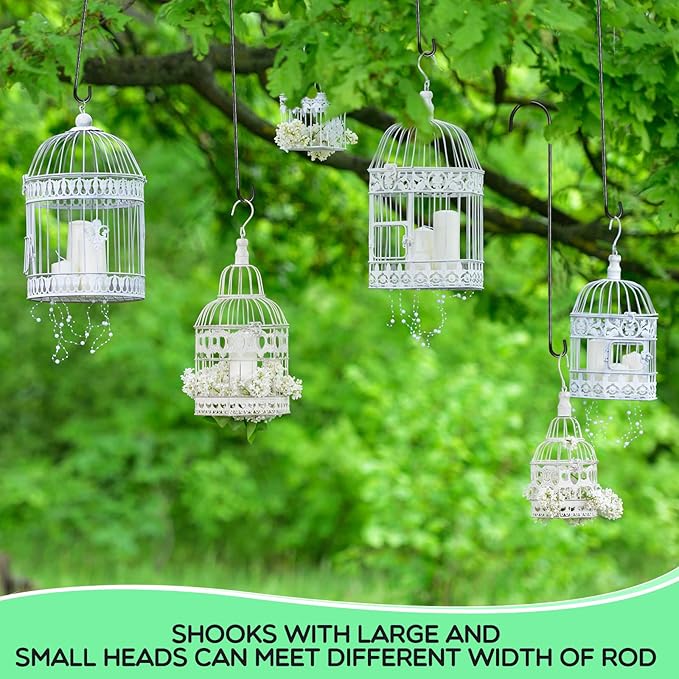 3 Pack 36 Inch Large S Hooks for Hanging Plants Black Metal Plant Hanger Long Tree Hooks Plant Hooks Outdoor Hanging Hooks for Tree Branch, Bird Feeder, Basket, Lantern Indoor Closet Garden