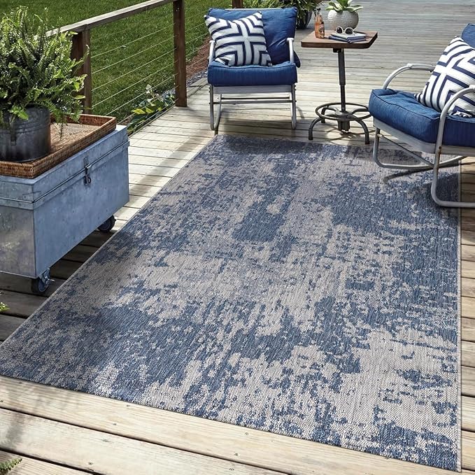 Keen Home Design Terrace Outdoor Area Rug - 6x9 Washable Indoor/Outdoor Rug for Patio, Kitchen, Balcony, Beach, Garden, Deck and Porch, Size: 6'x8'10"