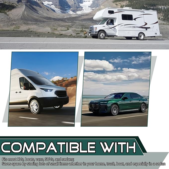 JINGKE 2 Pcs Small Cargo Net Pocket Elastic Mesh Netting Car Mesh Pouch with Screws and Hooks for Trunk RV Boats Home Cargo Storage (23.6'' x 9.8'')