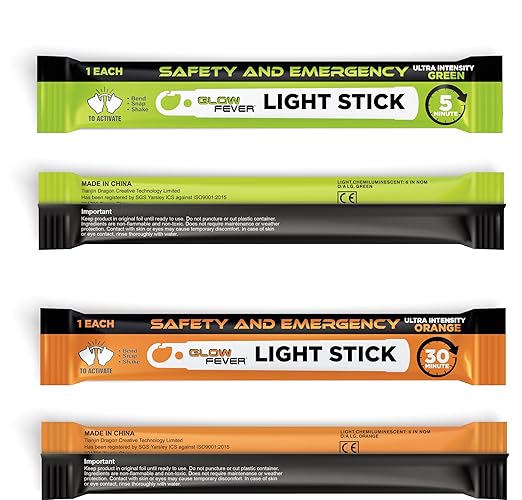 Glow Fever Super Bright Emergency Safety Military Grade Glow Sticks with 5 Minutes Duration. Great for Concerts Live Events, Camping, Dancing, Weddings and Summer Vacation (Green, 10PCS)
