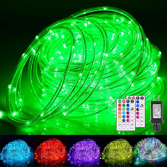 66Ft LED Rope Lights Outdoor, 18 Colors Changing String Lights Plug in with Remotes, Waterproof 200 LEDs Multicolor Fairy Light, RGB Christmas Rope Lighting for Bedroom Garden Halloween Decor